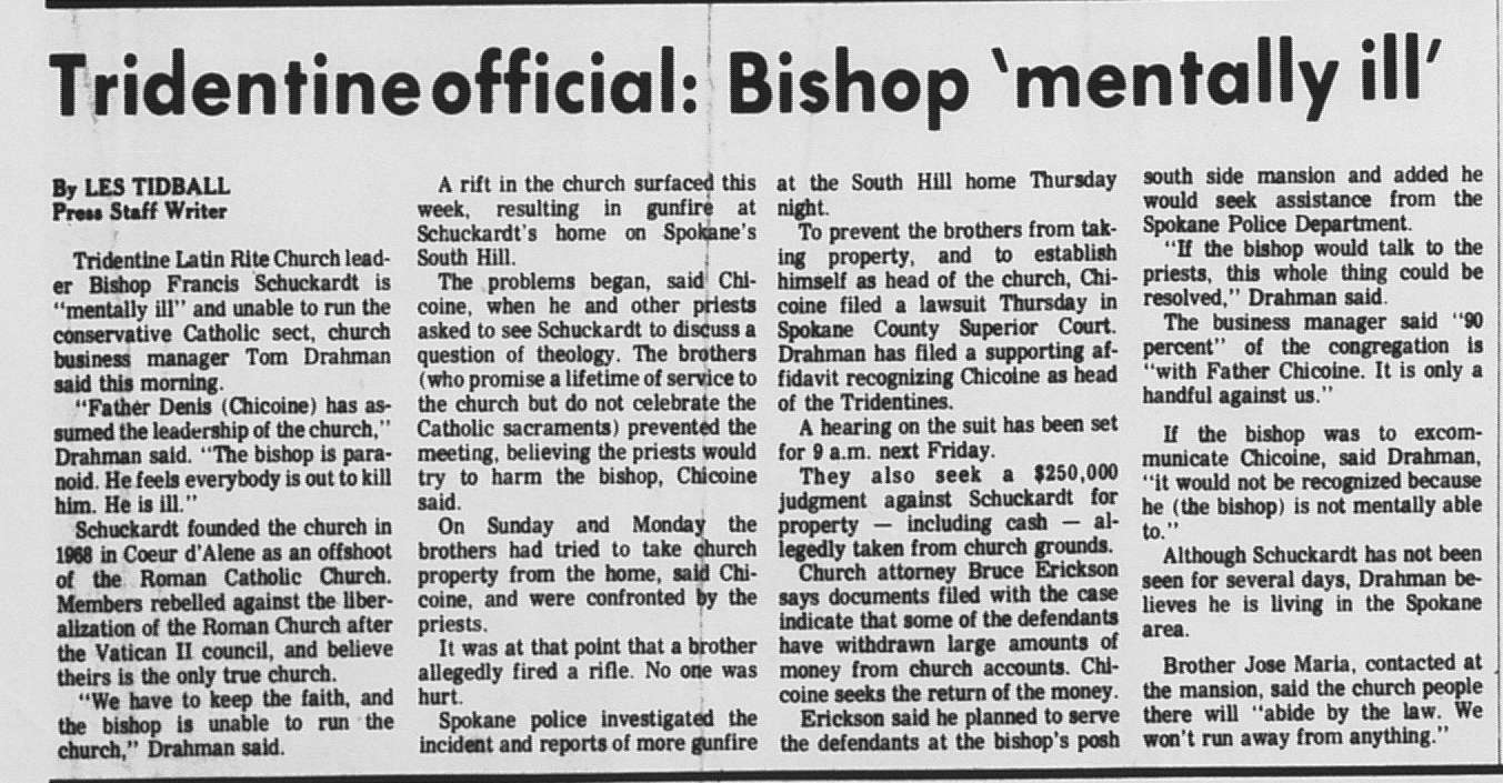 Tridentine official: Bishop 'mentally ill'